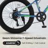S24109 Elecony 24 Inch Fat Tire Bike Adult/Youth Full Shimano 7 Speeds Mountain Bike, Dual Disc Brake, High-Carbon Steel Frame, Front Suspension