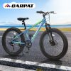 S24109 Elecony 24 Inch Fat Tire Bike Adult/Youth Full Shimano 7 Speeds Mountain Bike, Dual Disc Brake, High-Carbon Steel Frame, Front Suspension