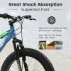 S24109 Elecony 24 Inch Fat Tire Bike Adult/Youth Full Shimano 7 Speeds Mountain Bike, Dual Disc Brake, High-Carbon Steel Frame, Front Suspension