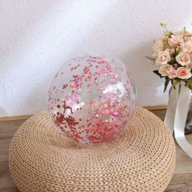 Inflatable Beach Ball; 16/24 In Pool Toys Balls; Giant Confetti Glitters Inflatable Clear Water Ball; Swimming Pool Water Beach Toys Outdoor; Summer B (Color: Red, size: 30cm/16in)