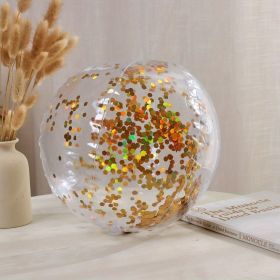 Inflatable Beach Ball; 16/24 In Pool Toys Balls; Giant Confetti Glitters Inflatable Clear Water Ball; Swimming Pool Water Beach Toys Outdoor; Summer B (Color: Golden, size: 40cm/24in)